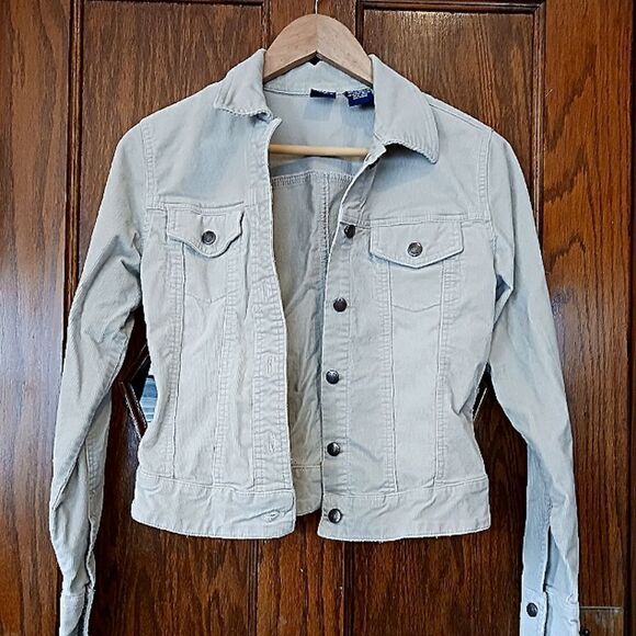 Corduroy Stretch Jean Jacket Beige - Picture 1 of 10